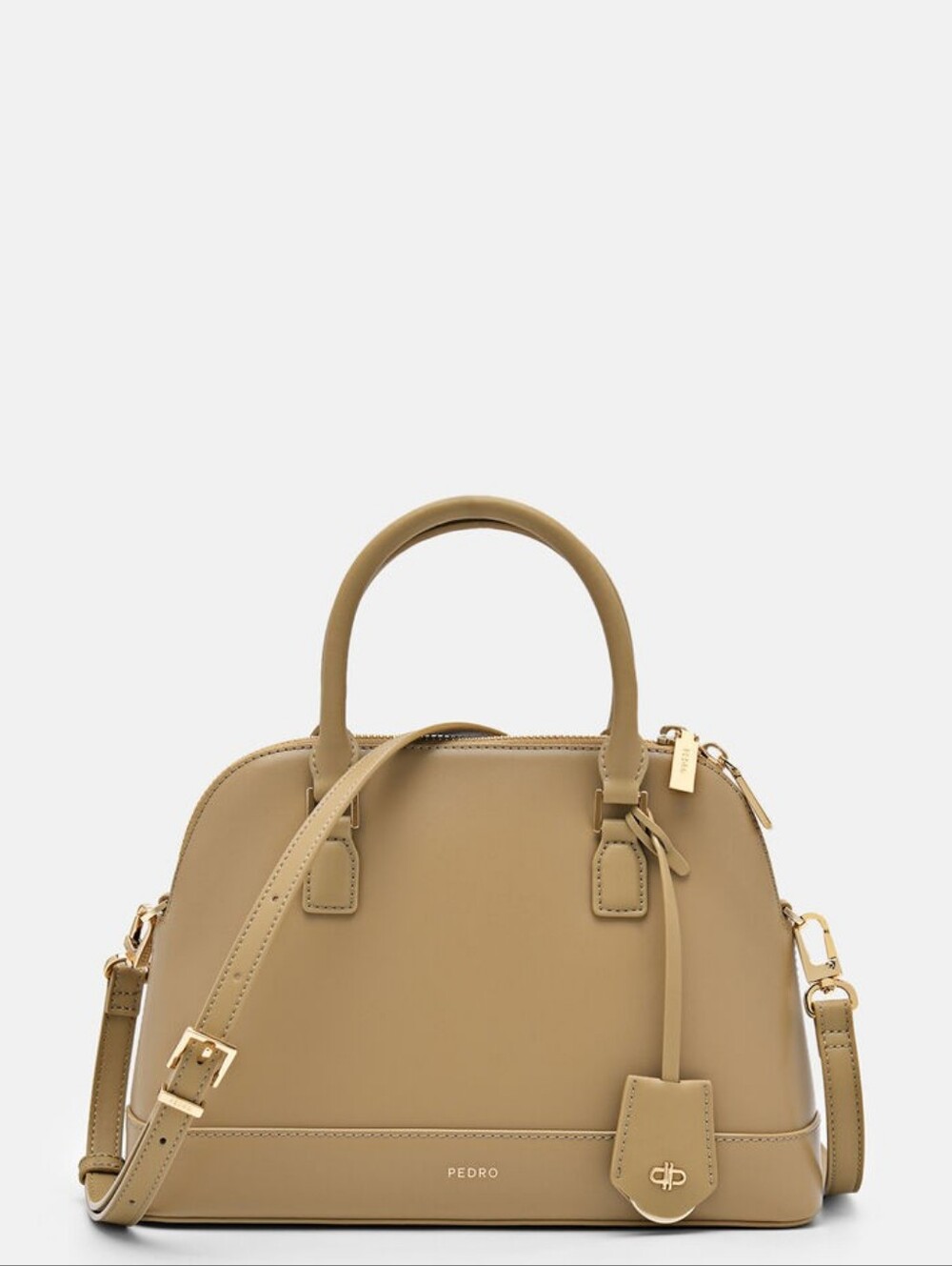 Pedro Beige Leather Dome Satchel